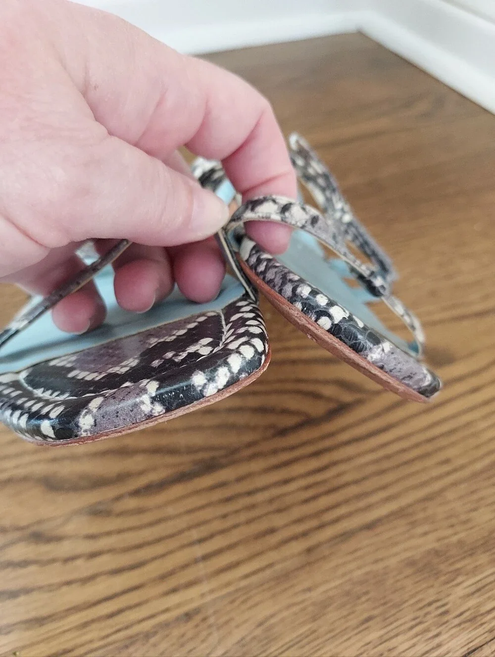 Frances Valentine Lily Snake Print Sandals 7